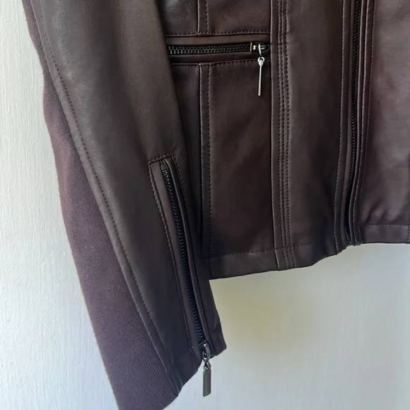 NWOT Mo-Ka by Santa Fe Brown Faux Leather Jacket Full Zip - Women’s M - Picture 4 of 17